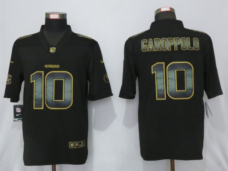Men San Francisco 49ers 10 Garoppolo Black Gold Stitched Nike Vapor Untouchable Limited NFL Jerseys